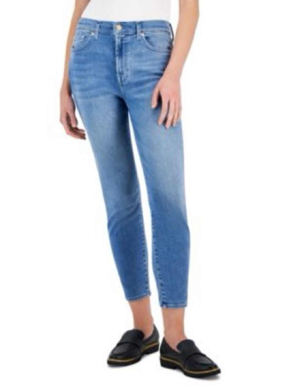 7 For All Mankind Light Wash Blue High Waisted Ankle Gwenevere Size 30